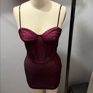Elegant Burgundy Sequin Dress NWT